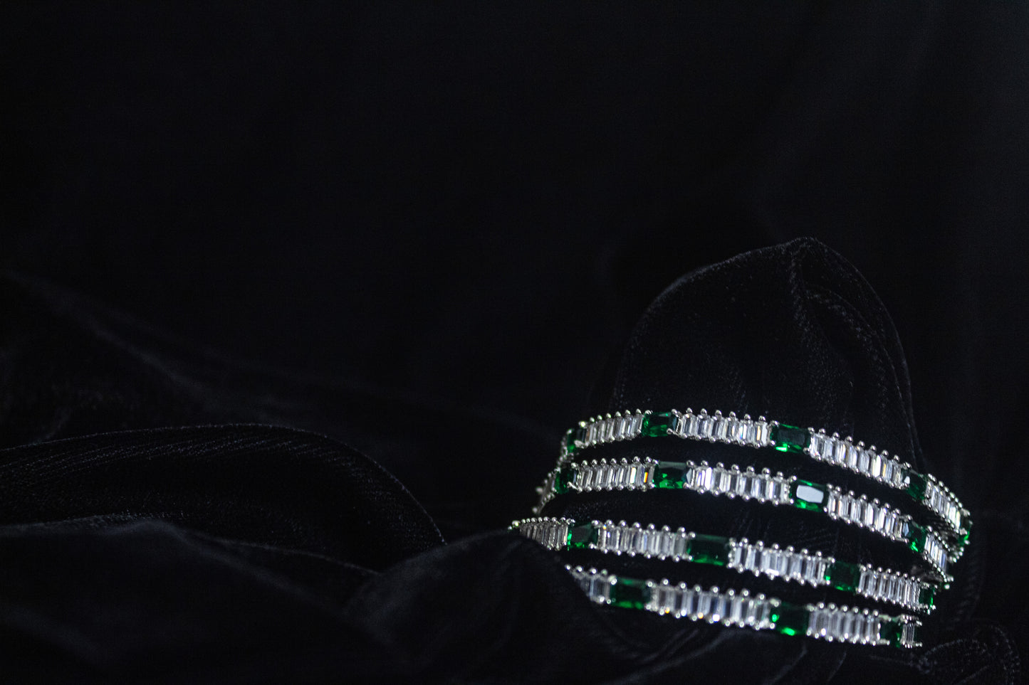 Green Stone Studded American Diamond Bangles