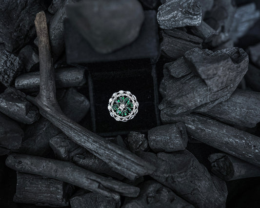 Green Stone American Diamond Ring