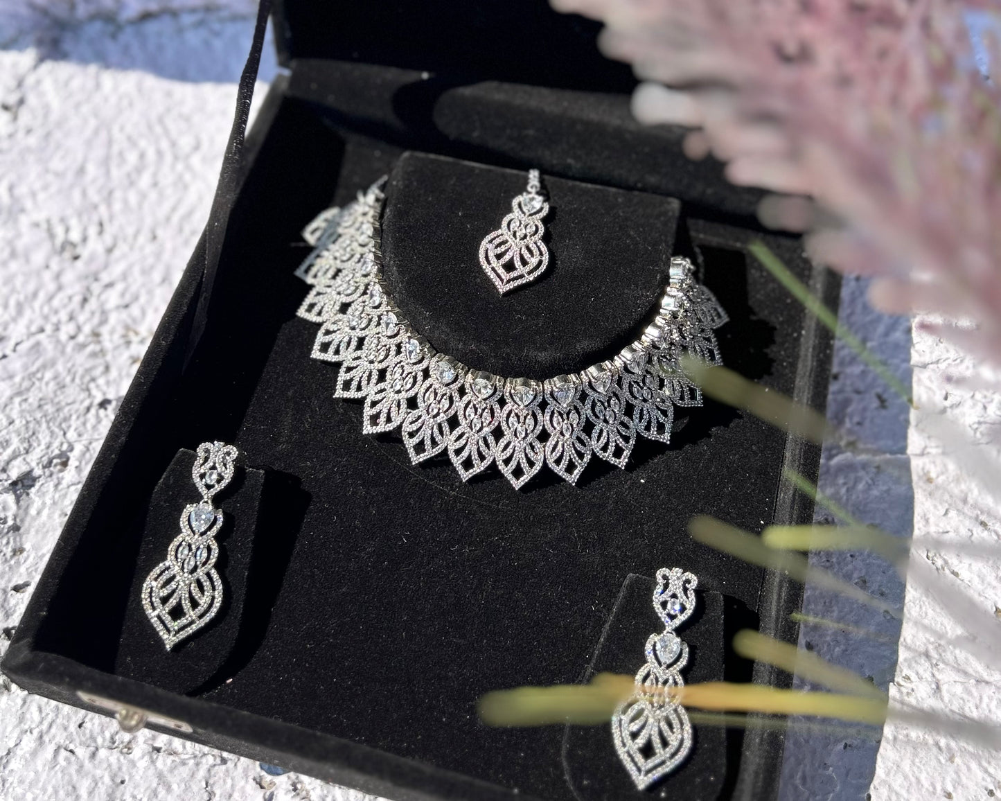 American Diamond Studded Choker Necklace Set