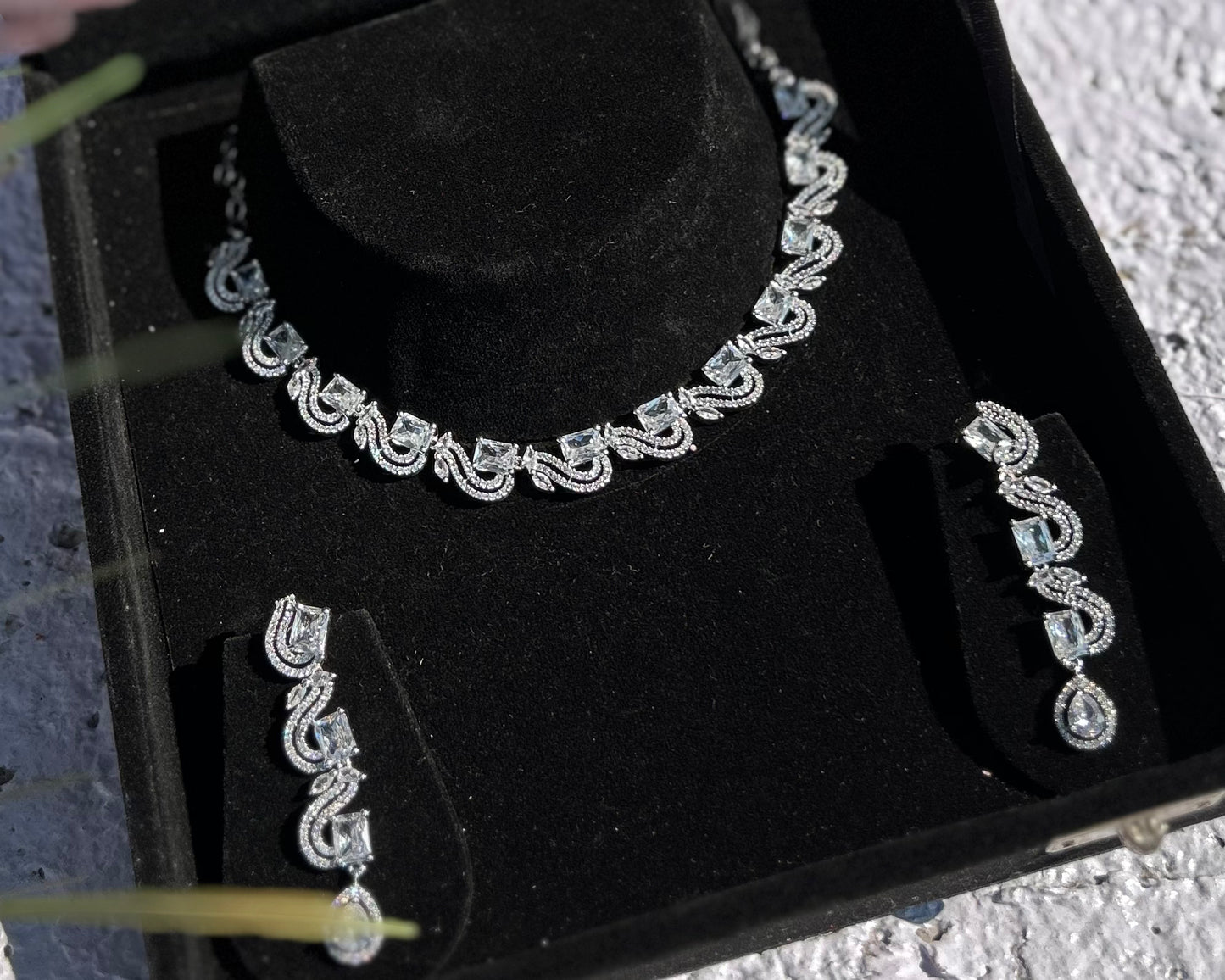 Swan Shaped American Diamond Necklace Set