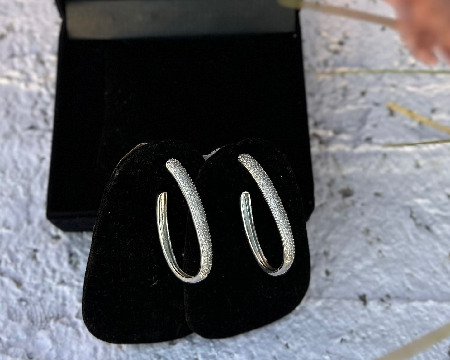 Half Drop American Diamond Hoop Earrings