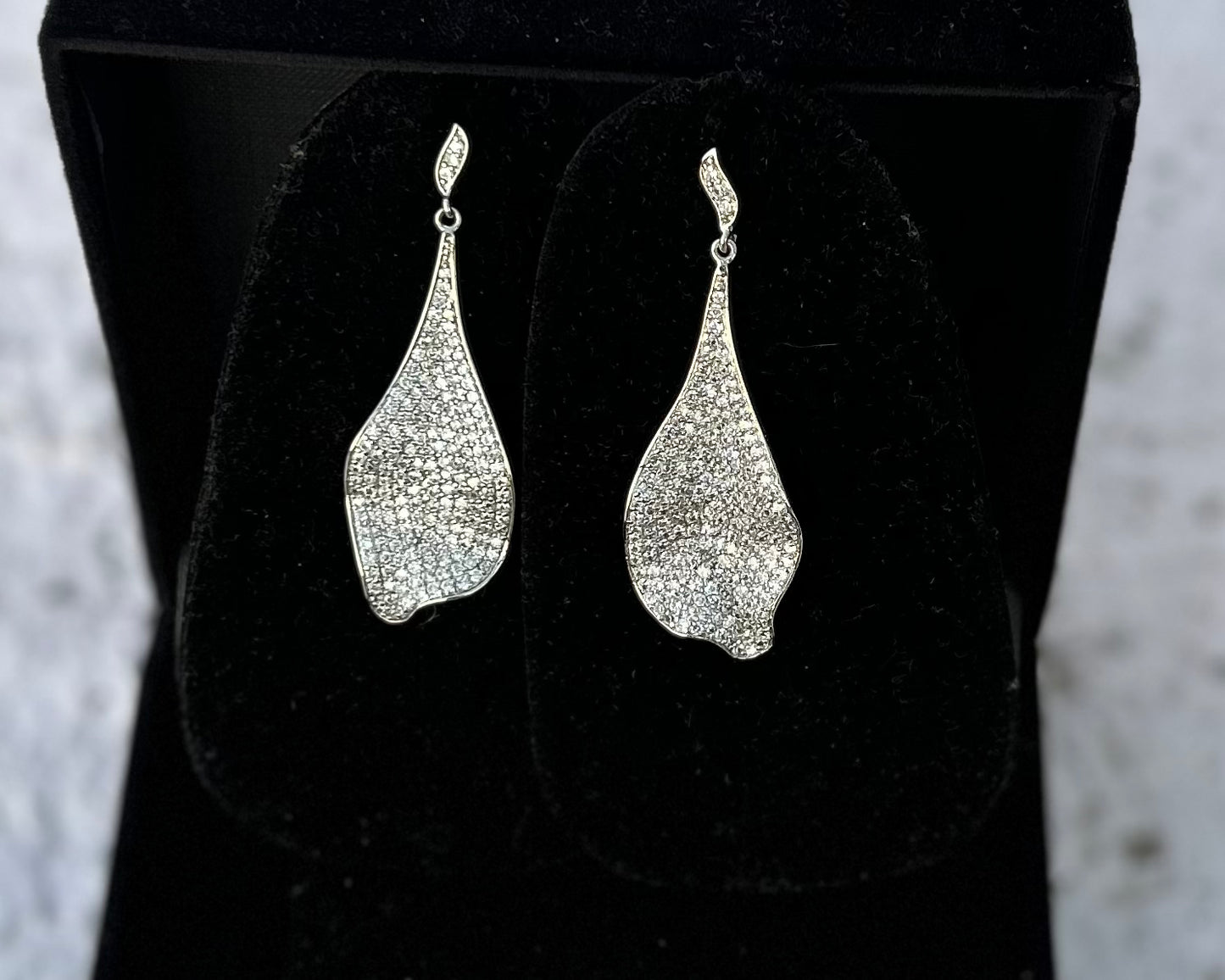 Wrinkled Leaf American Diamond Earrings